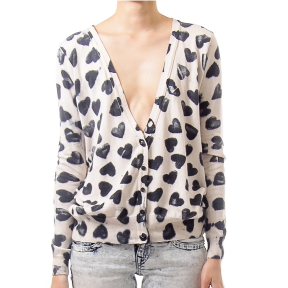 Graphic heart cardigan